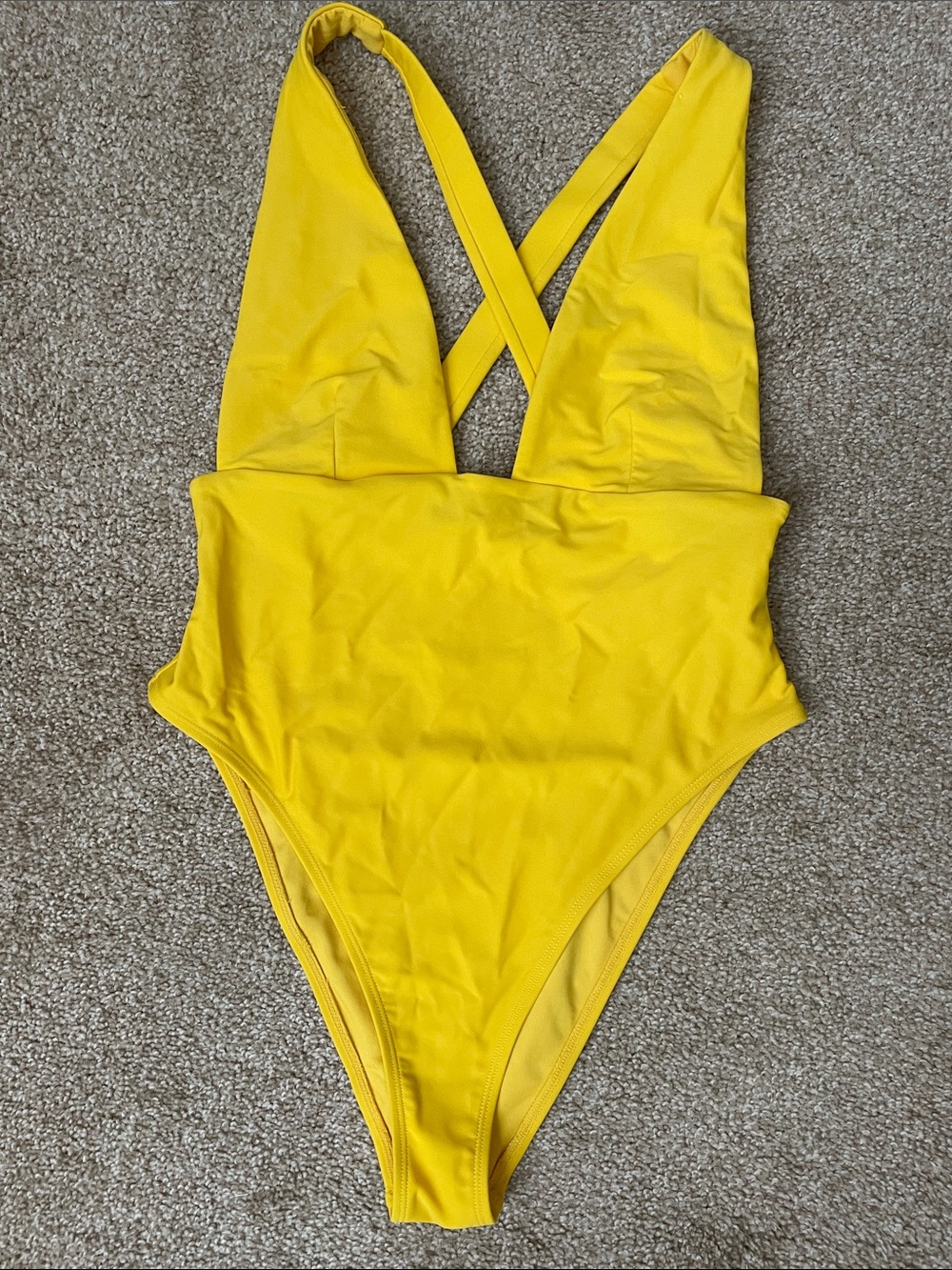 Forever 21 Bright Yellow Cross-Back One-Piece Bodysuit